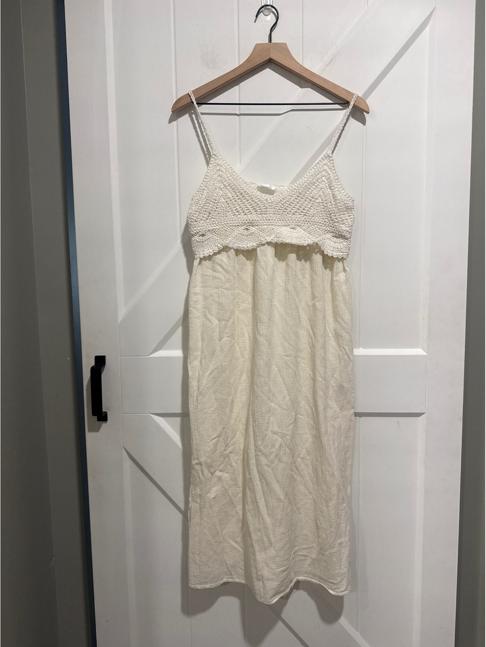 Altar'd State Cream Crochet and Cotton Boho Maxi Dress, Size M
